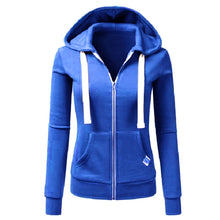 Load image into Gallery viewer, Autumn/Winter New Women'sPersonalized Fashion Sports Hoodie Long Sleeve Drawstring Pocket Zipper Coat Woolen Sweater Top CYXX386