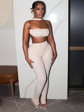 Lade das Bild in den Galerie-Viewer, Kliou Polka Dot Print Halter Backless Tank Tops+Skinny Long Pants