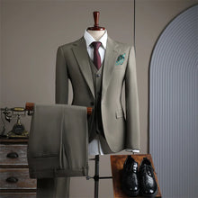 Load image into Gallery viewer, High Quality Men's Suit (jacket+vest+pants) Formal Business Office Men's Suits Groom Wedding Party Dress Solid Color Suit S-4XL