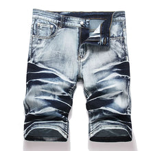 Load image into Gallery viewer, Men's Denim Shorts High-quality Brand Distressed Washed Five Quarter Pants Slim Fit for Spring and Summer
