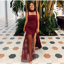 Cargar imagen en el visor de la galería, Women Loose Sleeveless Patchwork Mesh Split Scarf Dresses