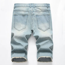 Load image into Gallery viewer, 2026 Summer Men's Red Rose Embroidered Jeans Shorts, Fashion Casual Shorts Black Blue White Men Torn and Frayed Denim Shorts