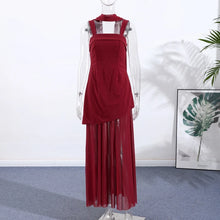 Cargar imagen en el visor de la galería, Women Loose Sleeveless Patchwork Mesh Split Scarf Dresses