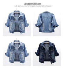 Load image into Gallery viewer, Three Quarter Sleeves Jean Jacket for Woman