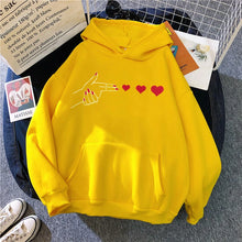 Load image into Gallery viewer, Funny Heart Pattern Printed Kangaroo Pocket Hoodies 90s Casual Sweatshirts Graphic Y2k Hooded Women's Gothic Streetwear Clothes