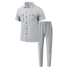 Load image into Gallery viewer, Men's Summer Fashion Comfortable Casual Sports Two-Piece Suit Workwear Shirt And Pants Set Short Sleeve Shirt