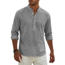 Load image into Gallery viewer, New Cotton Linen Shirts for Men Luxury Henley Casual T-Shirts Beach Long Sleeve Shirts Hawaiian Summer Shirt Gym Man for Work