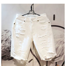Load image into Gallery viewer, 2022 Summer Fashion Cropped Men's Tattered Ripped Shorts Loose Straight Casual White Denim Pants Streetwear Men Boyfriend Jeans