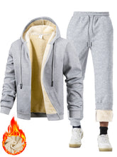 Load image into Gallery viewer, Men's Suit Two-Piece Tracksuit Plush Thickened Warm Sports Jacket+Trousers Sports Suit Winter Outdoor Casual Hoodie Sportswear