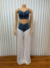 Lade das Bild in den Galerie-Viewer, 2 Piece Sets Denim Camisole Wide Leg Pants