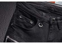 Load image into Gallery viewer, Men Elastic Slim Fit Destroyed Ripped Jeans