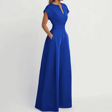 Load image into Gallery viewer, Elegant High Waist Sexy V-neck Short Sleeved Commuting Wide Leg Jumpsuit