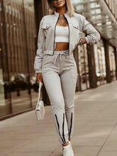 Lade das Bild in den Galerie-Viewer, Women's New Zipper Long Sleeve Lace Up Fashion Suit