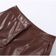 Load image into Gallery viewer, Street Women's Cropped Leather Jacket Skirt Set Stand Collar Zipper Coats Pleated Mini Skirts 2026 Spring Lady Fashion Suit