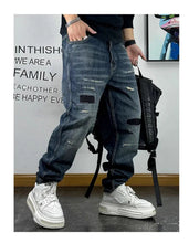 Lade das Bild in den Galerie-Viewer, Patch Ripped Jeans Denim Cargo Pants