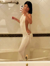 Lade das Bild in den Galerie-Viewer, Kliou Sexy Long Sleeveless Side Hollow Dress