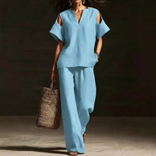 Load image into Gallery viewer, Women Two-piece Suit Summer Women's Set, Women's Short Sleeved Fashion Casual Pants Two-piece Set Versatile Women Clothing