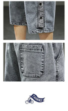 Load image into Gallery viewer, 8XL Summer Men's Jeans Denim Breeches Calf-Length Casual Shorts Washed Cotton Drawstring Straight Capris Pants Big Size