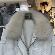 Charger l'image dans la galerie, Fox Fur Denim Fleece-Lined and Batwing Sleeve Cotton Coat