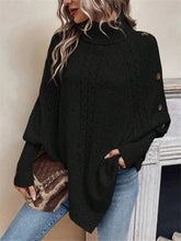 Charger l'image dans la galerie, Twisted Sweater Turtleneck Button Bat-sleeve Design Pullover