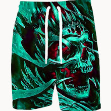 Load image into Gallery viewer, Men's Skull 3D Pattern Comfy Shorts Oversized Casual Elastic Waist Drawstring Shorts for Summer Beach And Basketball Sport Short