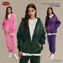 Lade das Bild in den Galerie-Viewer, ZODF Retro Men Spray-Dyed Zipper Hoodies Unisex