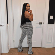Lade das Bild in den Galerie-Viewer, Color Block Stripes Women High Waist Loose Sweatpants