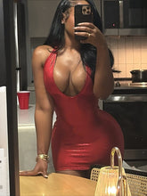 Lade das Bild in den Galerie-Viewer, Backless Halter Low-Neck Cleavage Mini Dress