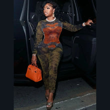 Load image into Gallery viewer, Weird Puss Sexy Tie-Dye Print O-Neck Full Sleeve Zip Slim Jumpsuit