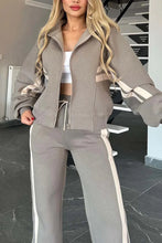 Load image into Gallery viewer, Women Two Piece Set Pants Sets Striped Jacket Matching Sets Y2k Tops Tracksuit Autumn Spring Long Pant Casual Outfit Suits 2025