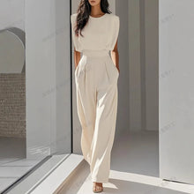Load image into Gallery viewer, Elegant High Waisted Solid Color Waistband Pocket Office Capable Jumpsuit