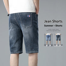 Load image into Gallery viewer, Summer Thin Men Korean Fashion Stretch Denim Shorts Classic Washed Straight Fit Knee Length Casual Versatile Jean Short Pants