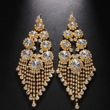 Cargar imagen en el visor de la galería, Stonefans Exaggerated Rounds Crystal Rhinestone Tassel Dangle Earrings