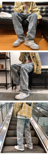 Lade das Bild in den Galerie-Viewer, Trend Simplicity Male Casual Plaid Jeans Streetwear Embroidered Denim Pants Men Loose Straight Classic Wide Leg Retro Trousers