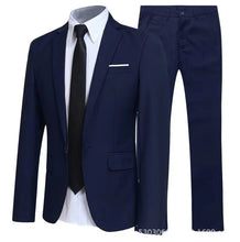 Load image into Gallery viewer, Mens-Suit-Set-Business-Casual-Blazer-Groom-Groomsmen-Wedding-Tuxedo-Two-Piece-Formal-Office-Wear-Party-Suit