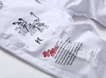 Load image into Gallery viewer, Men Summer White Ripped Denim Shorts Male Holes Short Jeans New Fashion Streetwear Stretch Jeans Shorts Pants Srtaight Fit Jeans