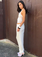 Charger l'image dans la galerie, Dulzura Summer Halter Backless Flower Decoration Sheer Mesh Long Dress