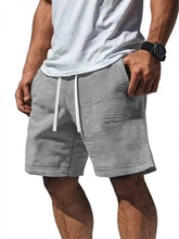 Load image into Gallery viewer, Mens Shorts Solid Color Mid Waist Summer Motion Waffle Texture Deep Crotch Drawstring Men Shorts Loose Knee Length Casual Short