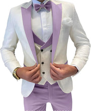 Load image into Gallery viewer, Mens Jacquard Suit 3 Piece Slim Fit Suits Prom Formal Business Suit for Men Jacket Vest Pants Wedding Suit