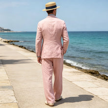 Load image into Gallery viewer, Men's Linen Suit 2 Pieces Luxury Slim Fit Casual Blazer Straight Leg Pants Breathable Wrinkle Resistant Lightweight For Wedding