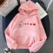 Load image into Gallery viewer, Funny Heart Pattern Printed Kangaroo Pocket Hoodies 90s Casual Sweatshirts Graphic Y2k Hooded Women's Gothic Streetwear Clothes