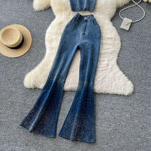 Lade das Bild in den Galerie-Viewer, Denim Pant Set Sexy Short Sleeve
