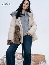Load image into Gallery viewer, DUSHU Puff Down Jacket Long and Short Styles of Goose Down Jacket Women Fox Fur Collar 2025 Winter Outerwear Simple Commuting