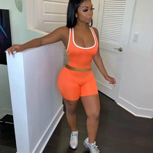 Lade das Bild in den Galerie-Viewer, Women's Fashion Sexy Sports Solid Color Tank Top Shorts Set