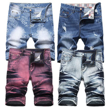 Load image into Gallery viewer, Men's Denim Shorts High-quality Brand Distressed Washed Five Quarter Pants Slim Fit for Spring and Summer