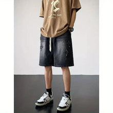 Load image into Gallery viewer, Embroidered Denim Shorts Men's Summer American Retro Street Five-point Pants Trendy Brand Trendy Loose