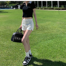 Cargar imagen en el visor de la galería, Black White Elegant Slim Denim Shorts