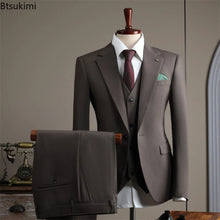 Load image into Gallery viewer, High Quality Men's Suit (jacket+vest+pants) Formal Business Office Men's Suits Groom Wedding Party Dress Solid Color Suit S-4XL