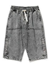 Load image into Gallery viewer, 8XL Summer Men's Jeans Denim Breeches Calf-Length Casual Shorts Washed Cotton Drawstring Straight Capris Pants Big Size