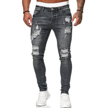 Charger l'image dans la galerie, Mens Ripped Skinny Jeans Blue Slim Fit Hole Pencil Pants Biker Casual Trousers Streetwear 2020 High Quality Denim Man Clothing